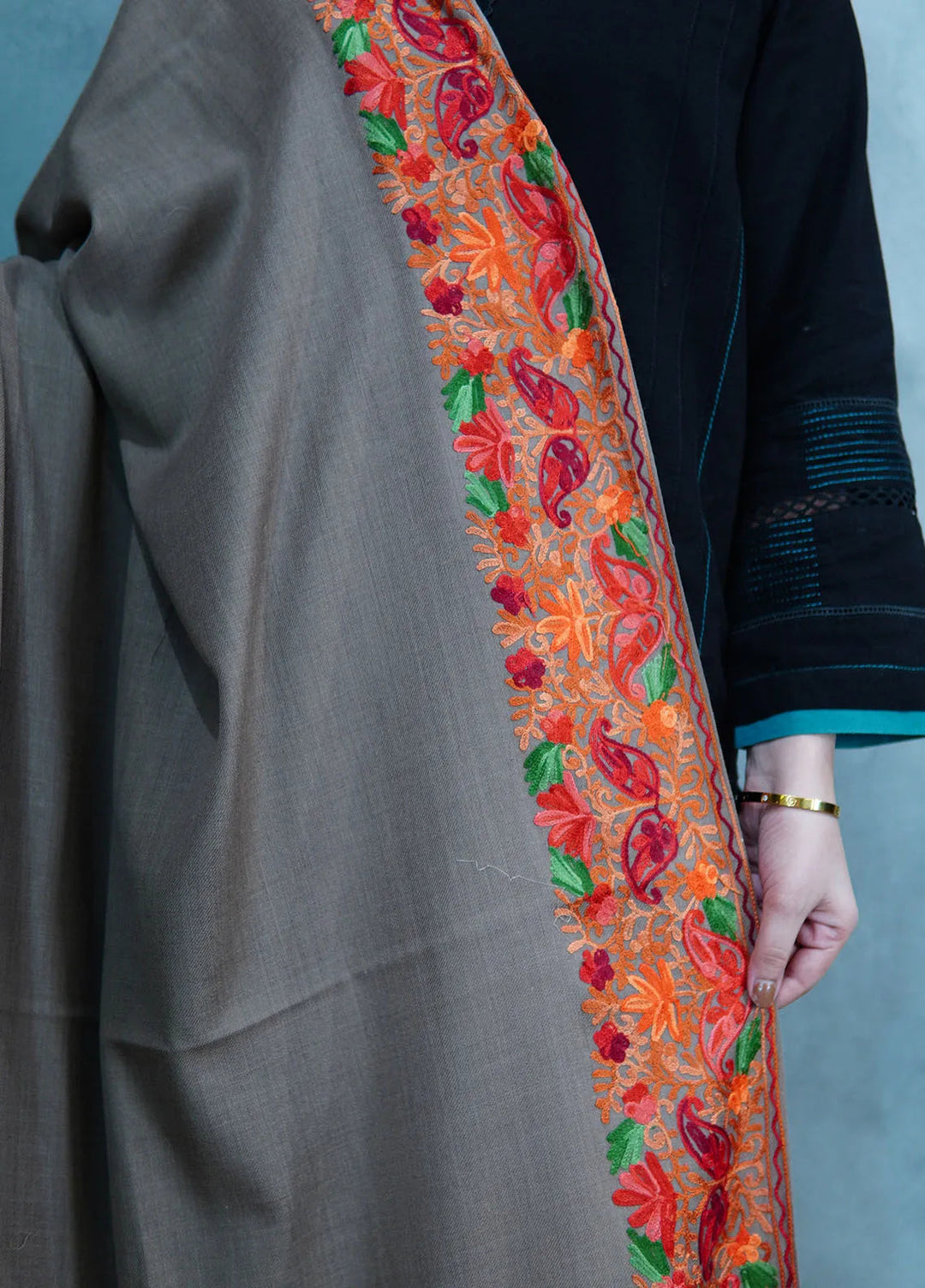 Sanaulla Exclusive Range Pashmina Shawl KPS D-5 Brown - Winter Collection