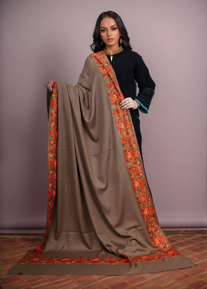 Sanaulla Exclusive Range Pashmina Shawl KPS D-5 Dark Brown 3 - Winter Collection