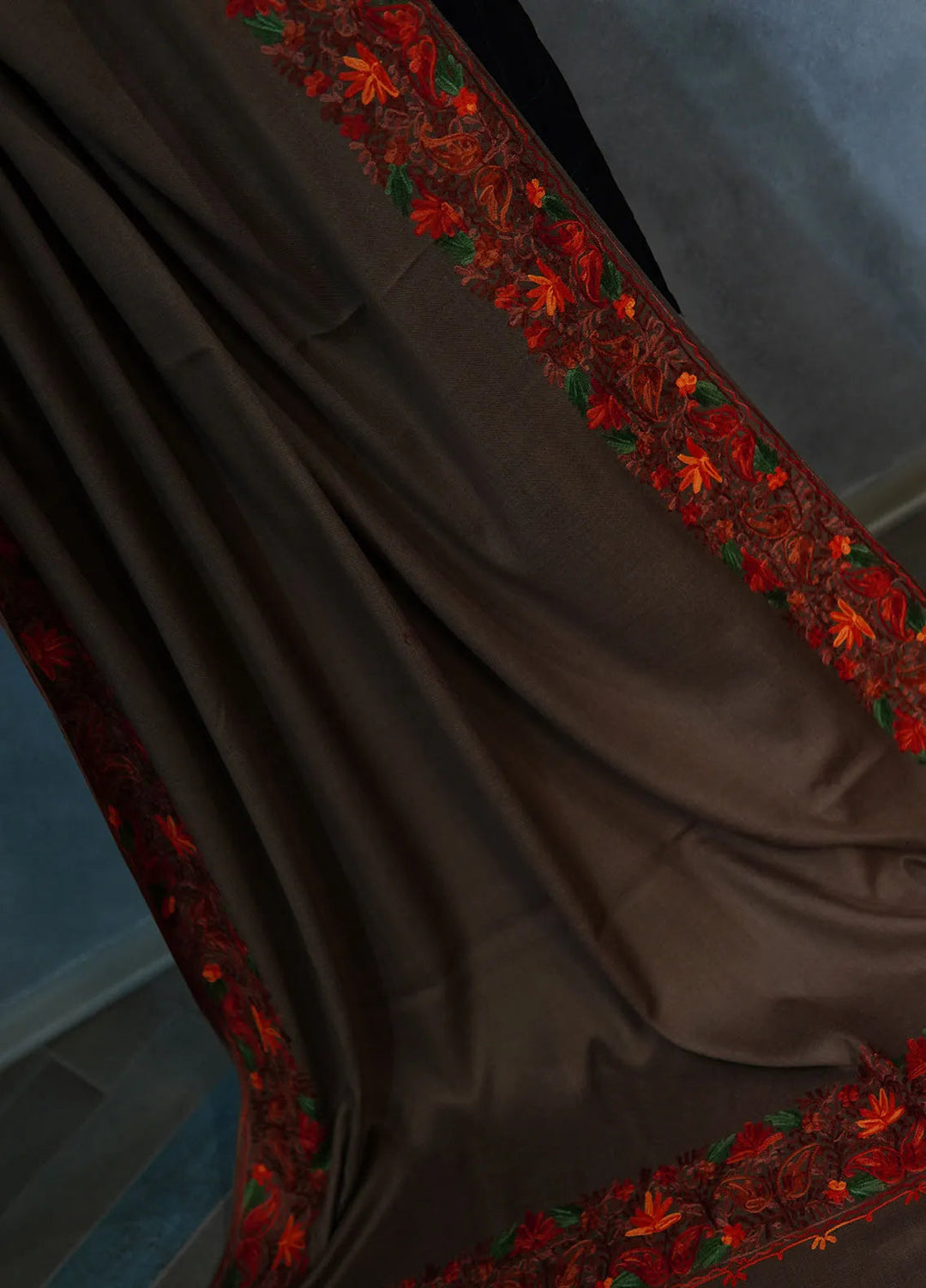 Sanaulla Exclusive Range Pashmina Shawl KPS D-5 Dark Brown 3 - Winter Collection