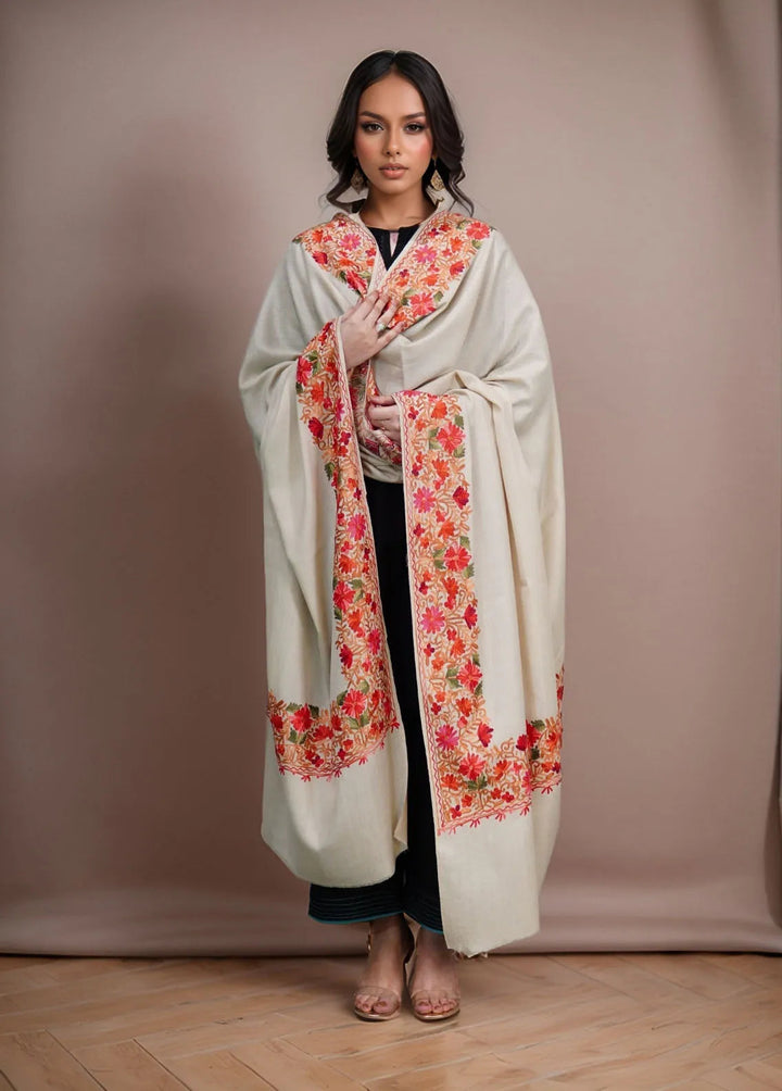 Sanaulla Exclusive Range Pashmina Shawl KPS D-5 Fawn 1 - Winter Collection