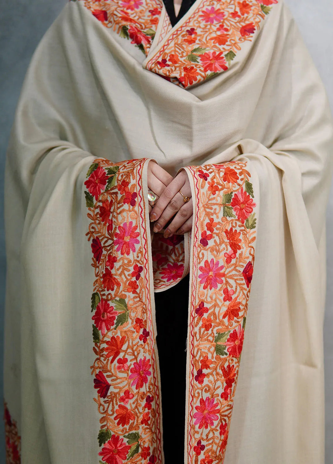 Sanaulla Exclusive Range Pashmina Shawl KPS D-5 Fawn 1 - Winter Collection