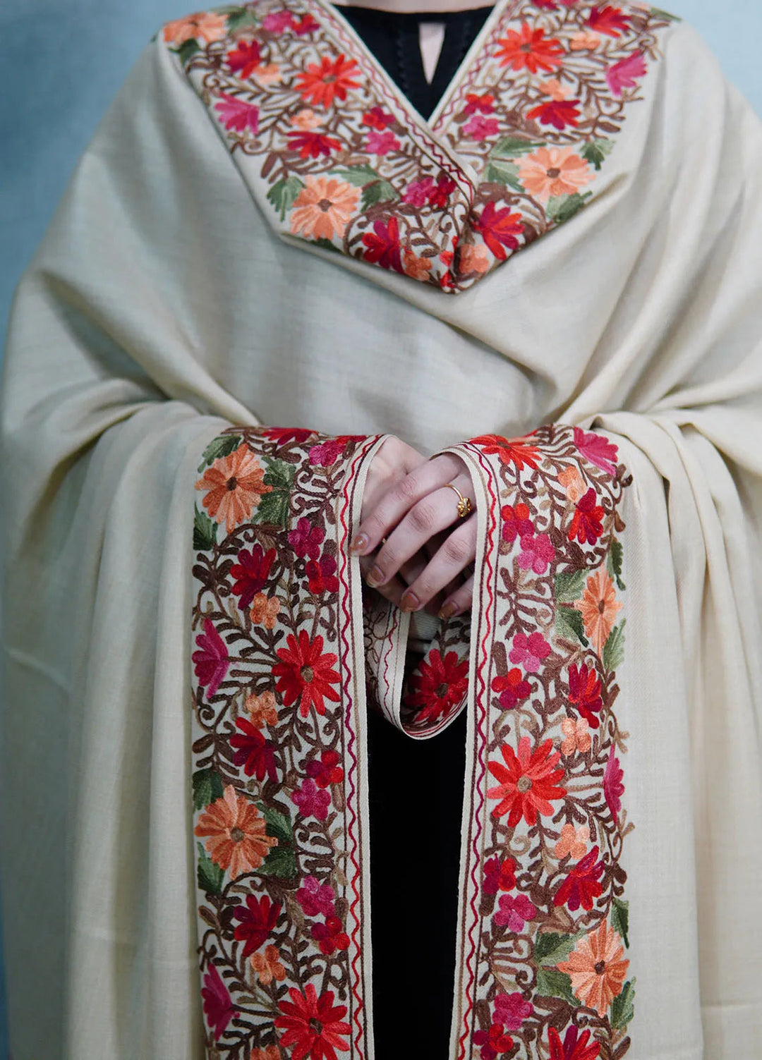 Sanaulla Exclusive Range Pashmina Shawl KPS D-5 Fawn 2 - Winter Collection