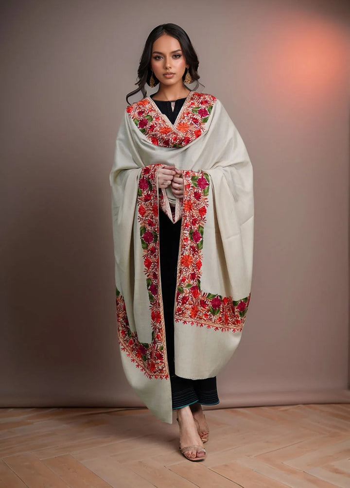 Sanaulla Exclusive Range Pashmina Shawl KPS D-5 Fawn 4 - Winter Collection