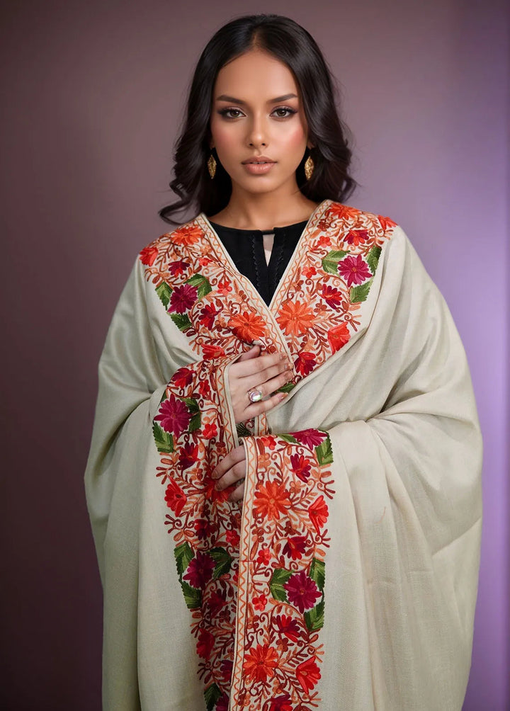Sanaulla Exclusive Range Pashmina Shawl KPS D-5 Fawn 4 - Winter Collection