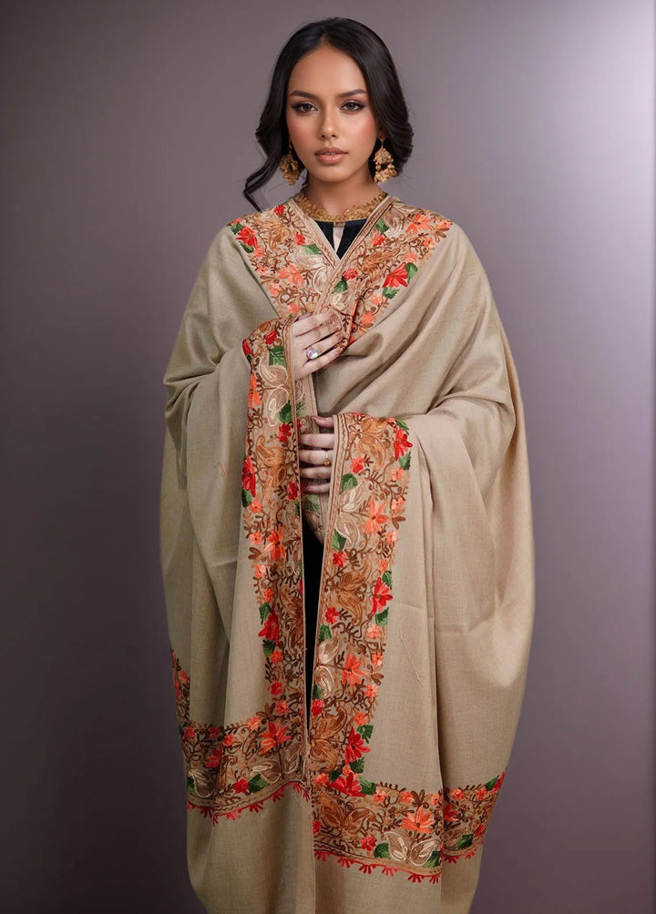 Sanaulla Exclusive Range Pashmina Shawl KPS D-5 Light Brown - Winter Collection