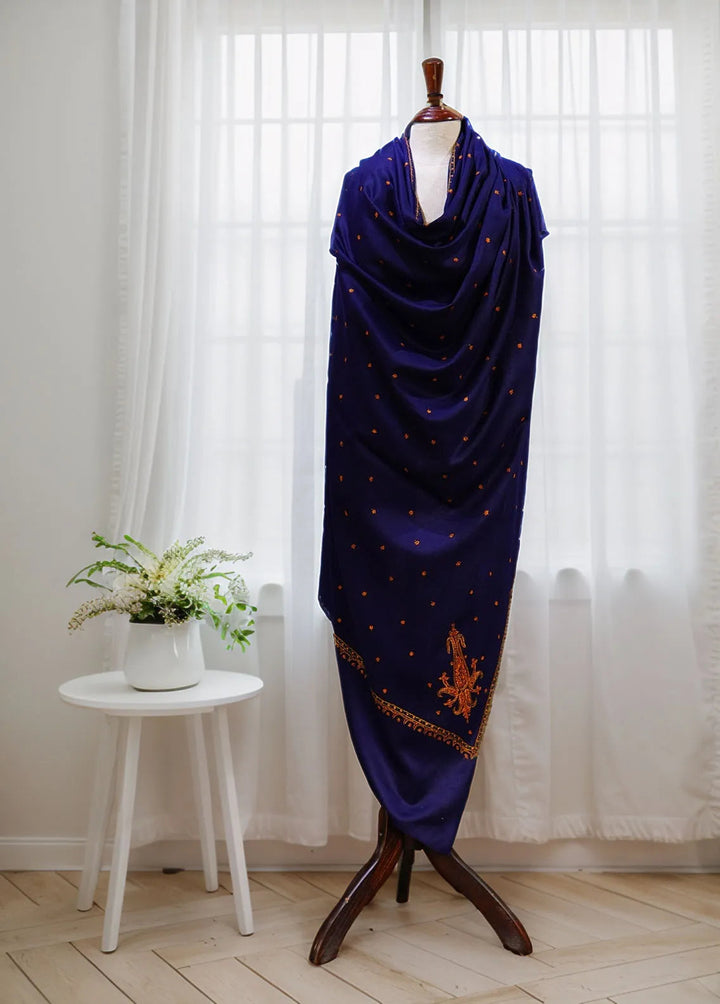 Sanaulla Exclusive Range Pashmina Shawl KPS D-50 Navy Blue - Winter Collection