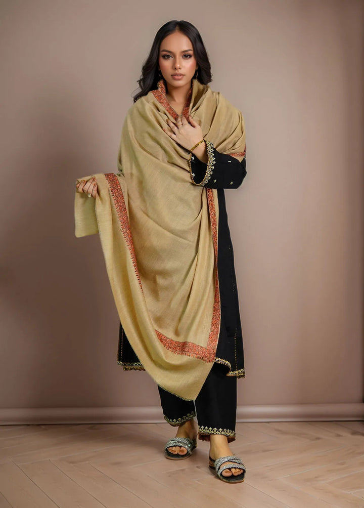 Sanaulla Exclusive Range Pashmina Shawl KPS D-51 Light Brown - Winter Collection