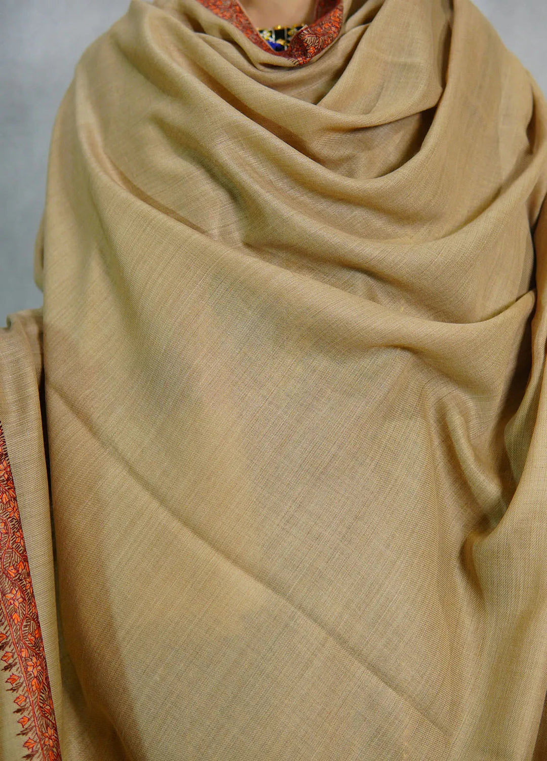 Sanaulla Exclusive Range Pashmina Shawl KPS D-51 Light Brown - Winter Collection