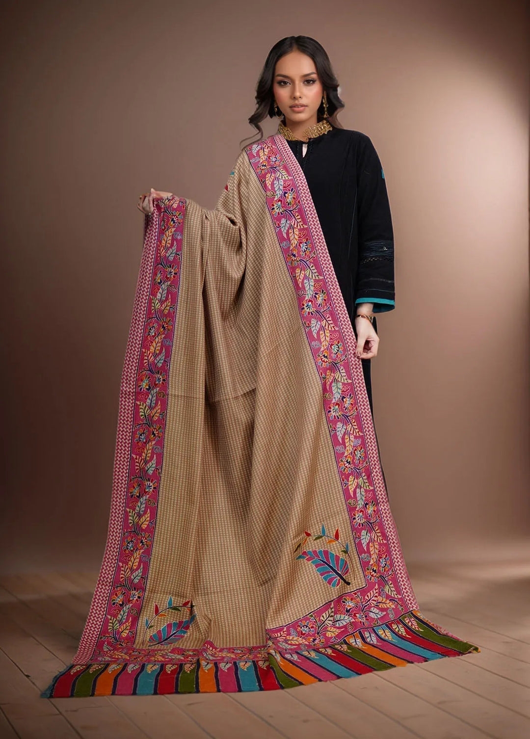 Sanaulla Exclusive Range Pashmina Shawl KPS D-52 Multi 1 - Winter Collection