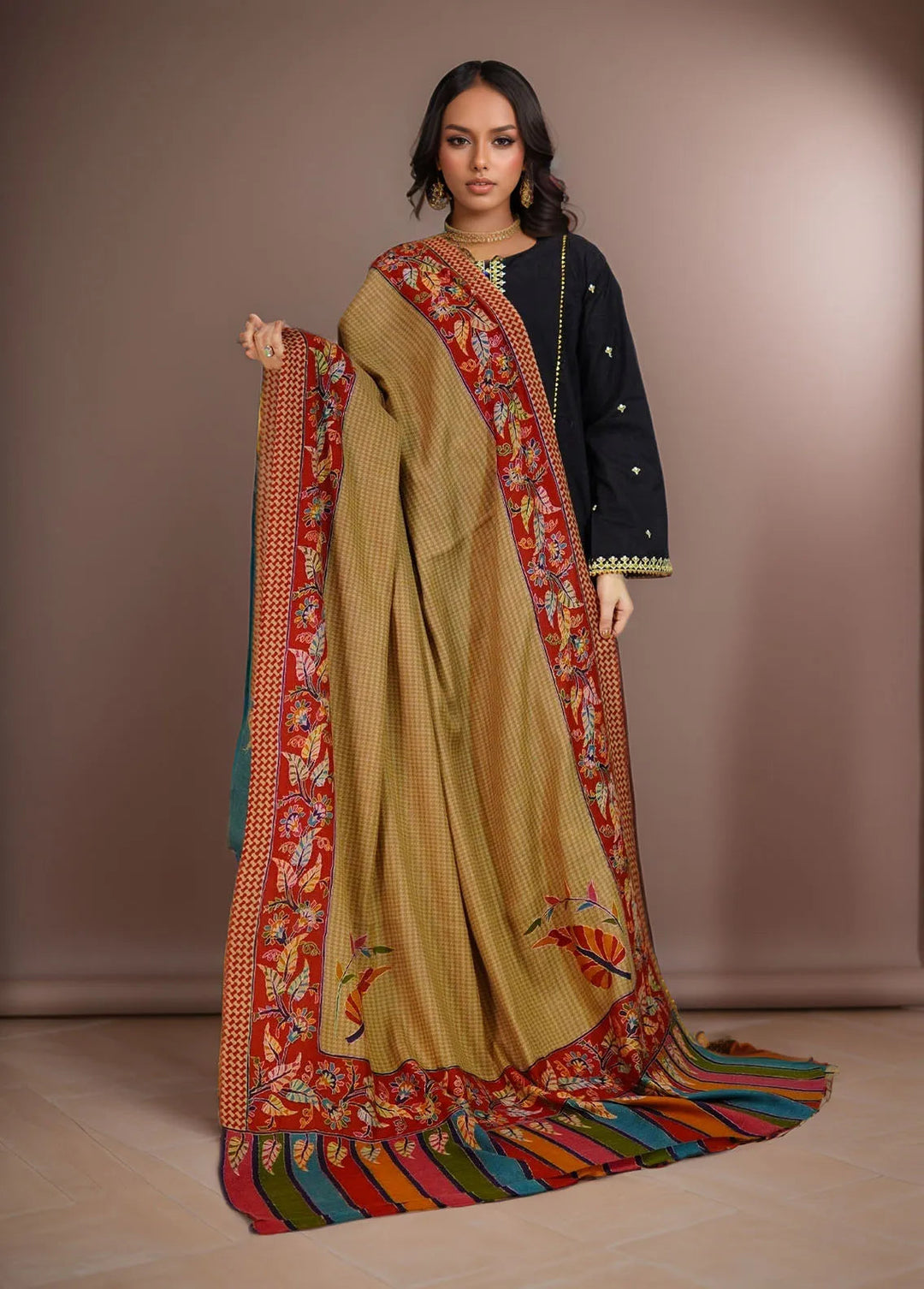 Sanaulla Exclusive Range Pashmina Shawl KPS D-52 Multi 11 - Winter Collection