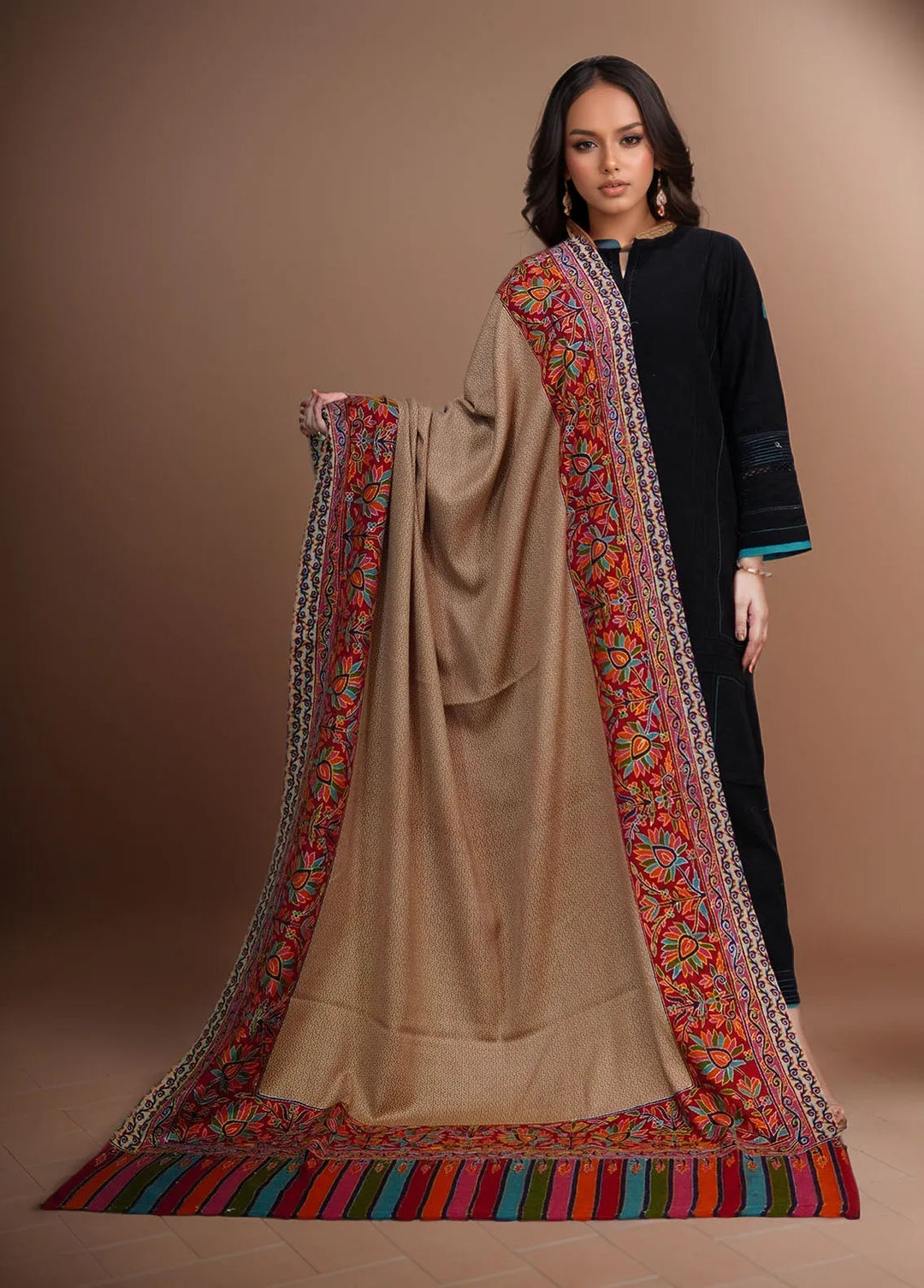 Sanaulla Exclusive Range Pashmina Shawl KPS D-52 Multi 15 - Winter Collection