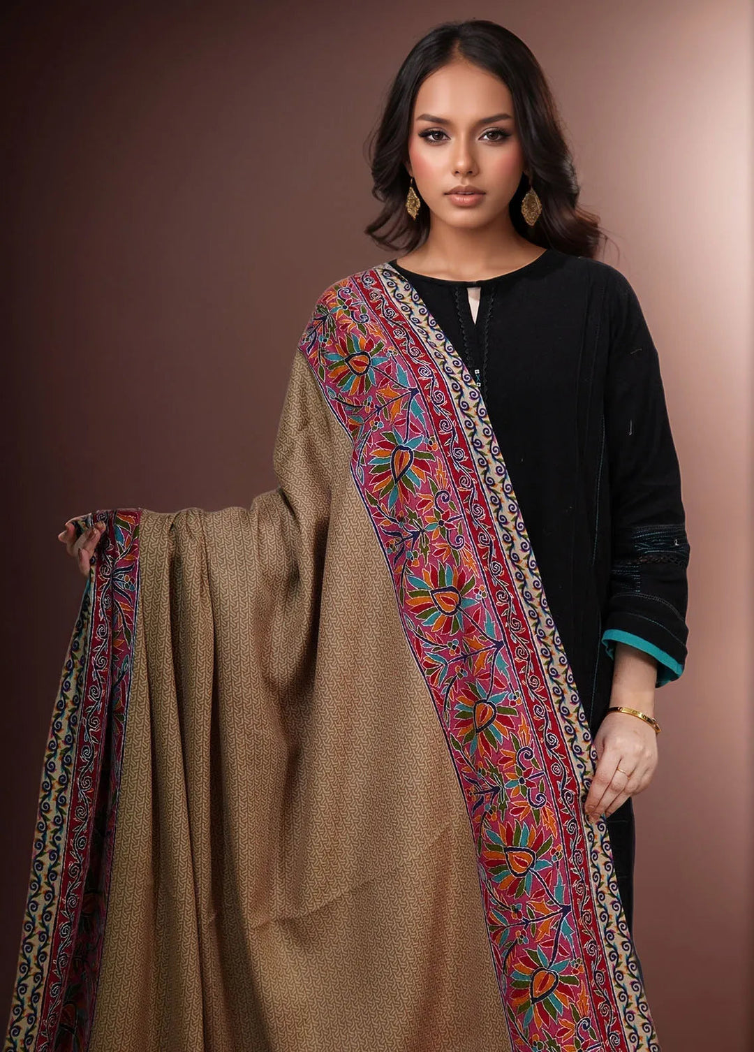 Sanaulla Exclusive Range Pashmina Shawl KPS D-52 Multi 3 - Winter Collection