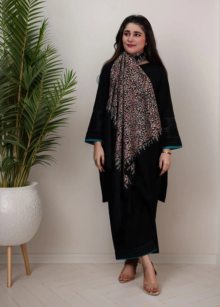 Sanaulla Exclusive Range Pashmina Shawl KPS D-53 Black - Winter Collection