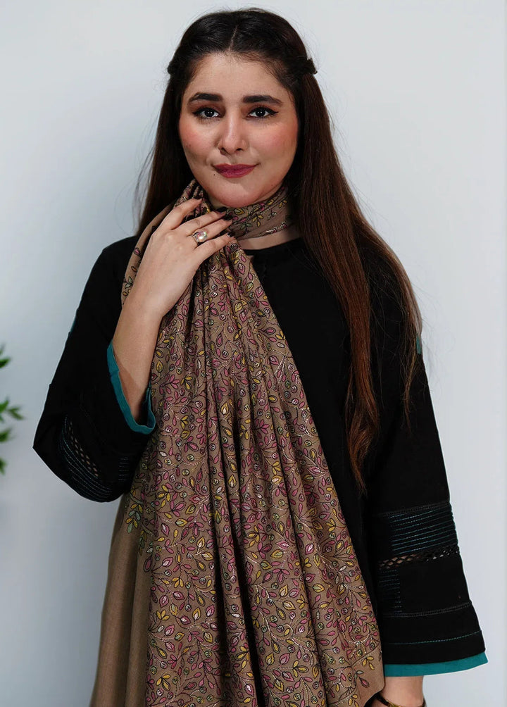 Sanaulla Exclusive Range Pashmina Shawl KPS D-53 Brown - Winter Collection