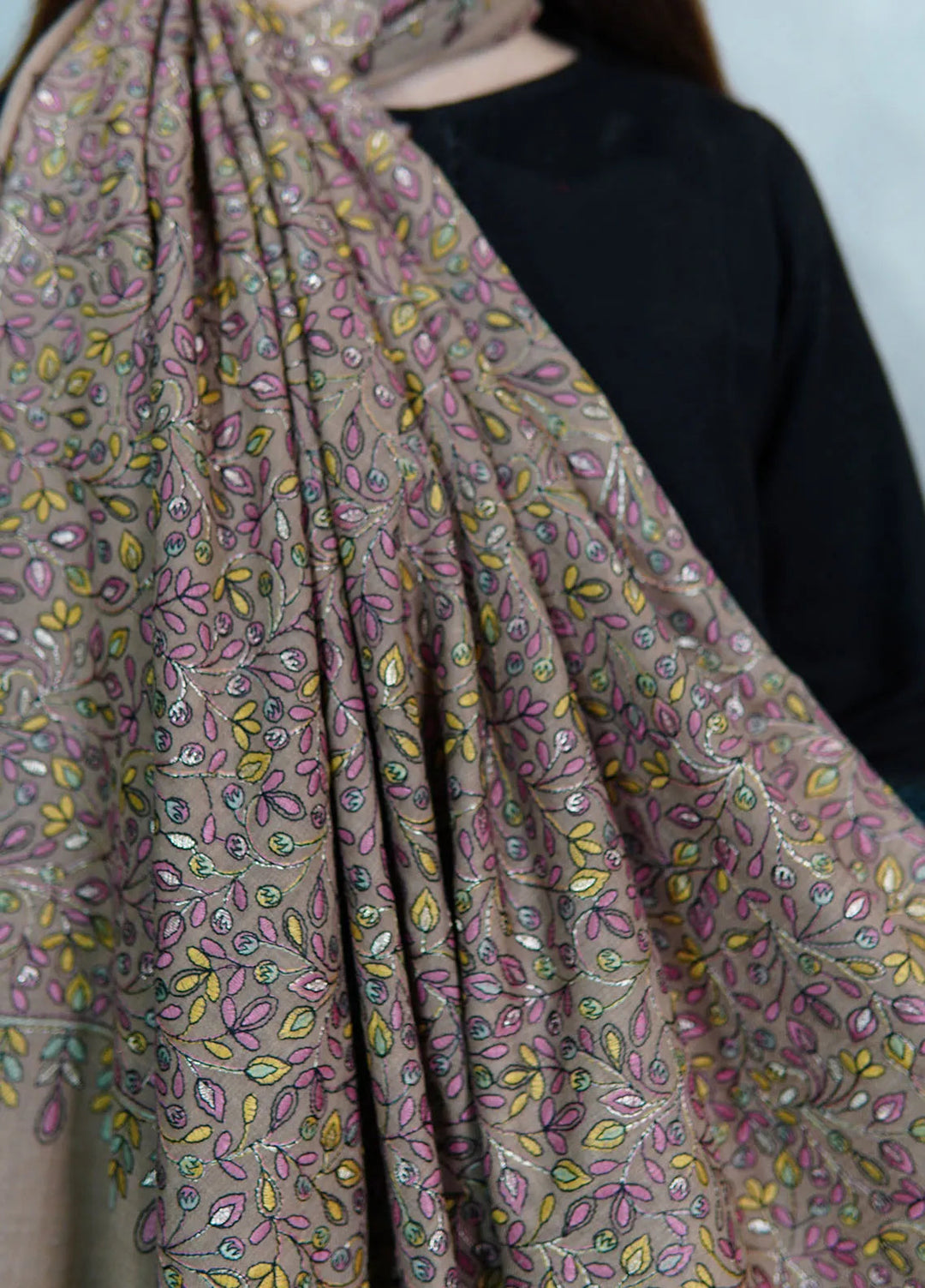 Sanaulla Exclusive Range Pashmina Shawl KPS D-53 Brown - Winter Collection