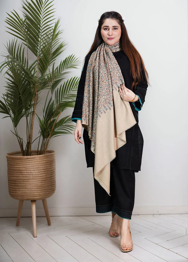 Sanaulla Exclusive Range Pashmina Shawl KPS D-53 Light Brown - Winter Collection