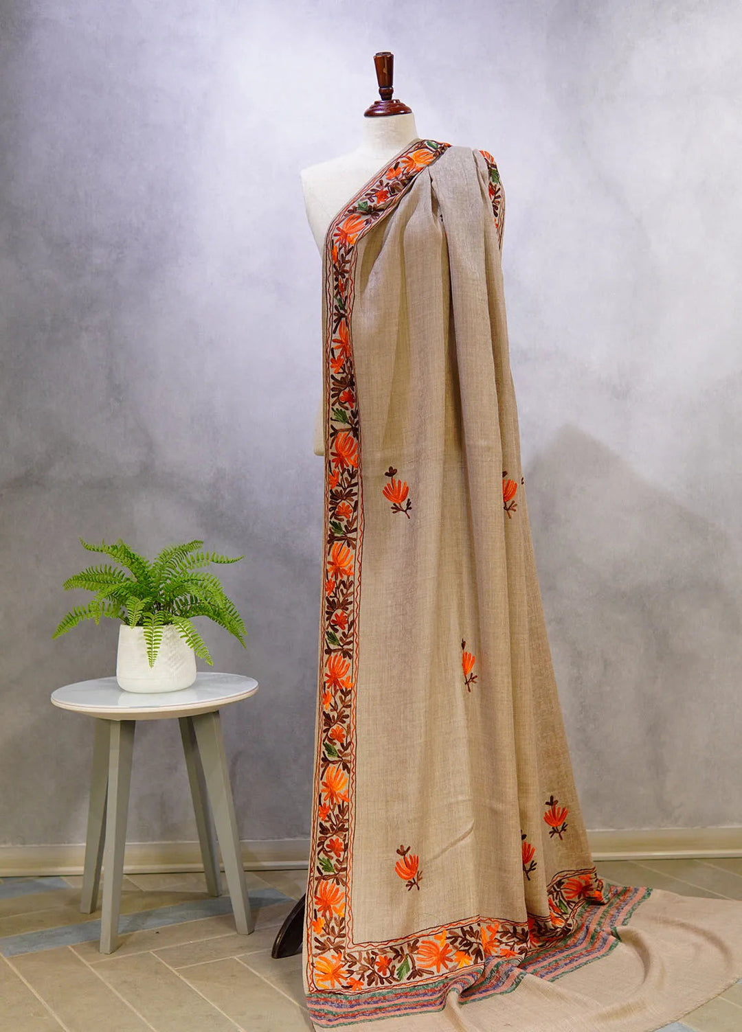 Sanaulla Exclusive Range Pashmina Shawl KPS D-55 Light Grey - Winter Collection
