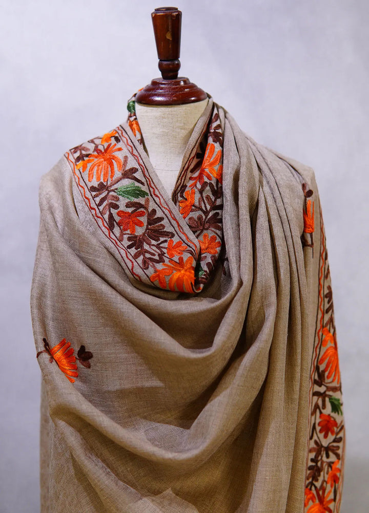 Sanaulla Exclusive Range Pashmina Shawl KPS D-55 Light Grey - Winter Collection