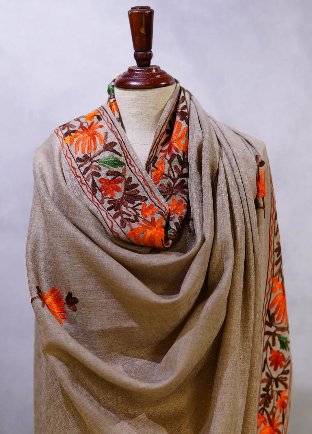 Sanaulla Exclusive Range Pashmina Shawl KPS D-55 Light Grey - Winter Collection