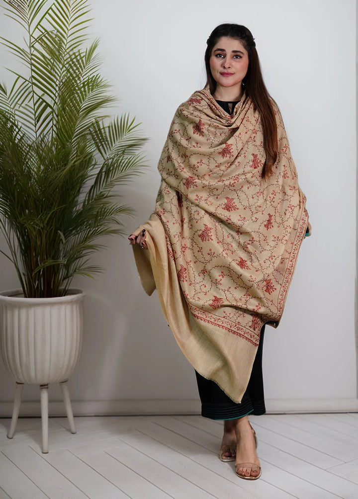 Sanaulla Exclusive Range Pashmina Shawl KPS D-57 Beige - Winter Collection