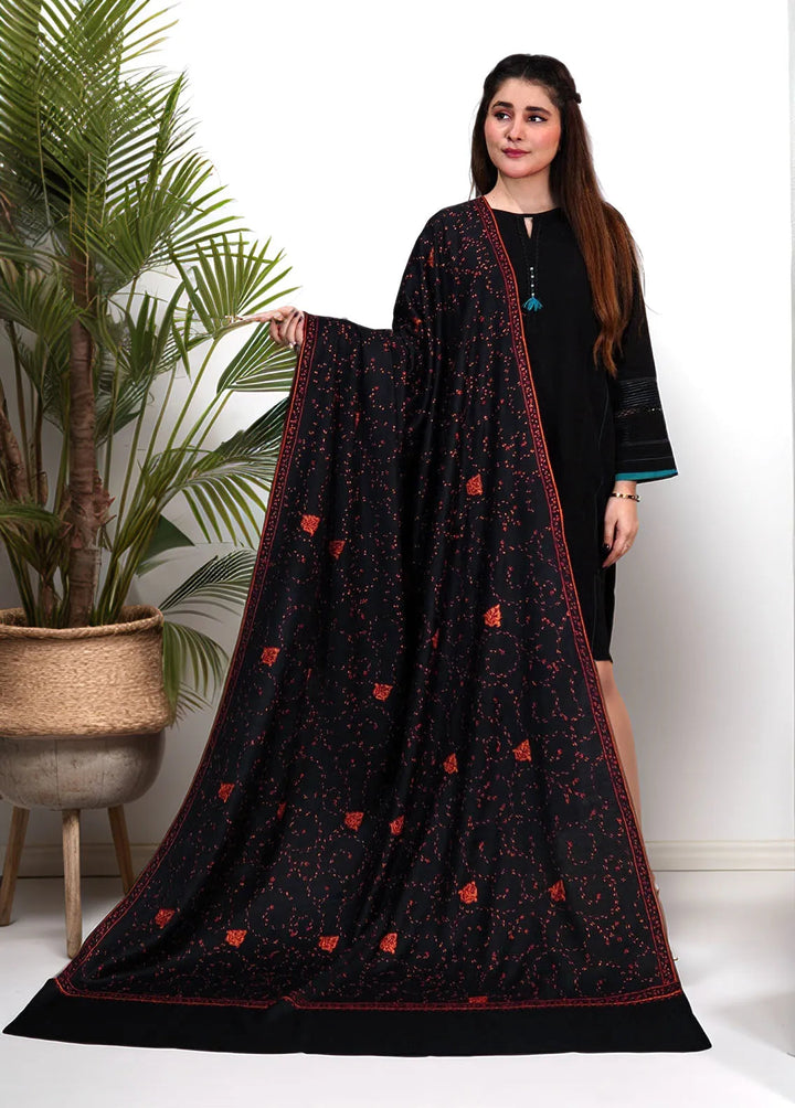 Sanaulla Exclusive Range Pashmina Shawl KPS D-57 Black 1 - Winter Collection