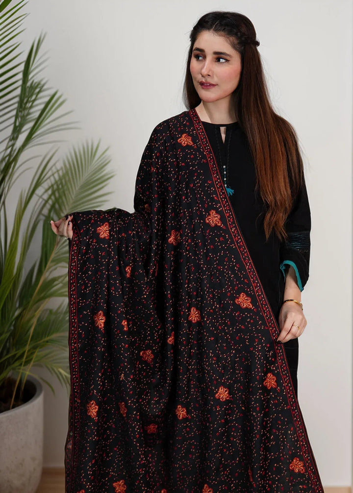 Sanaulla Exclusive Range Pashmina Shawl KPS D-57 Black 1 - Winter Collection