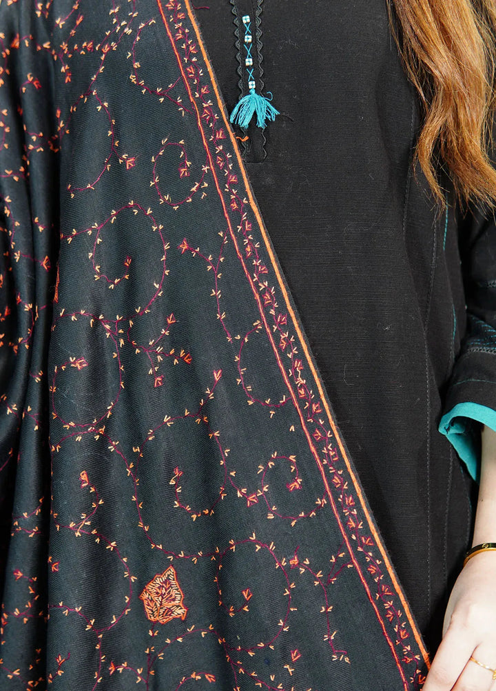 Sanaulla Exclusive Range Pashmina Shawl KPS D-57 Black 1 - Winter Collection