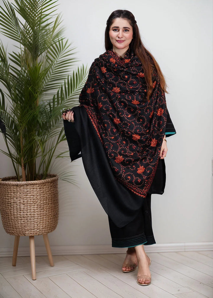 Sanaulla Exclusive Range Pashmina Shawl KPS D-57 Black 2 - Winter Collection