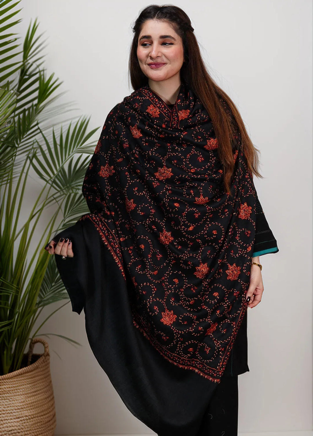 Sanaulla Exclusive Range Pashmina Shawl KPS D-57 Black 2 - Winter Collection