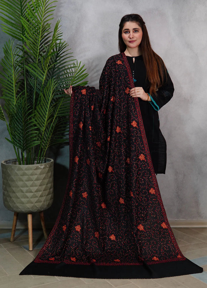 Sanaulla Exclusive Range Pashmina Shawl KPS D-57 Black 3 - Winter Collection