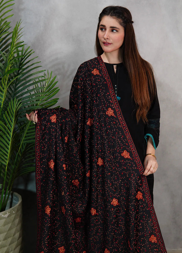 Sanaulla Exclusive Range Pashmina Shawl KPS D-57 Black 3 - Winter Collection