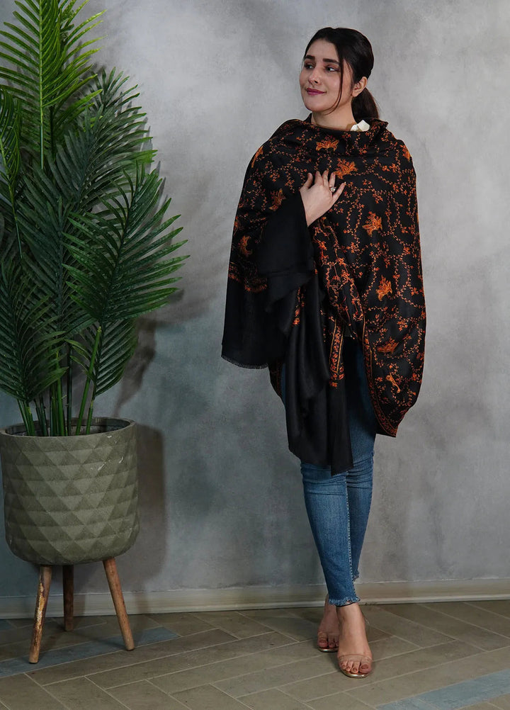 Sanaulla Exclusive Range Pashmina Shawl KPS D-57 Black 4 - Winter Collection