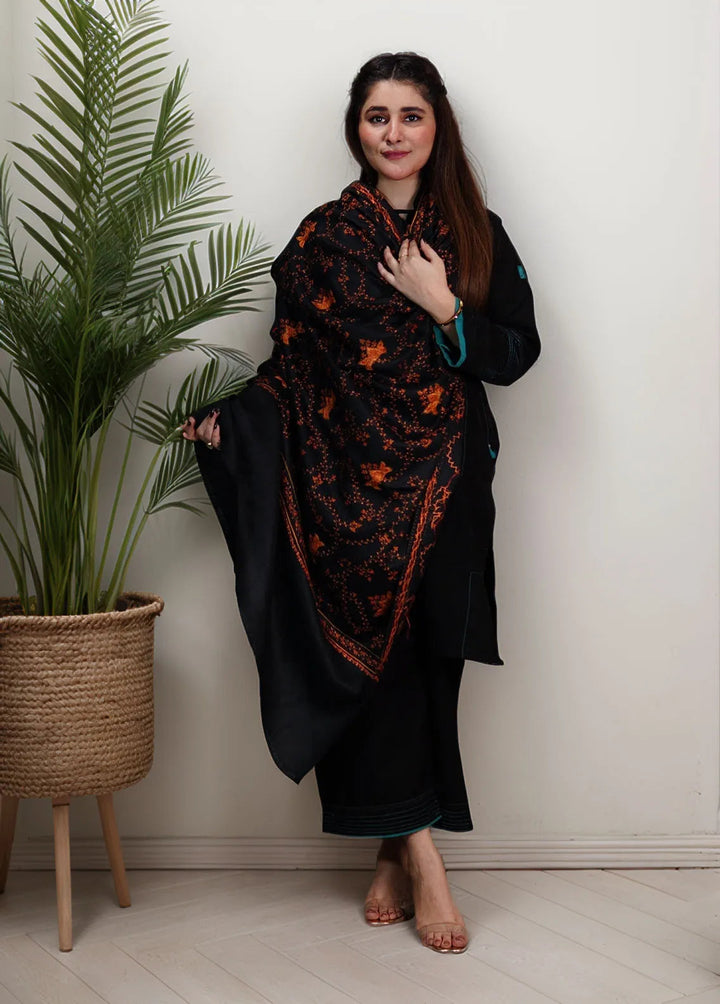 Sanaulla Exclusive Range Pashmina Shawl KPS D-57 Black 6 - Winter Collection
