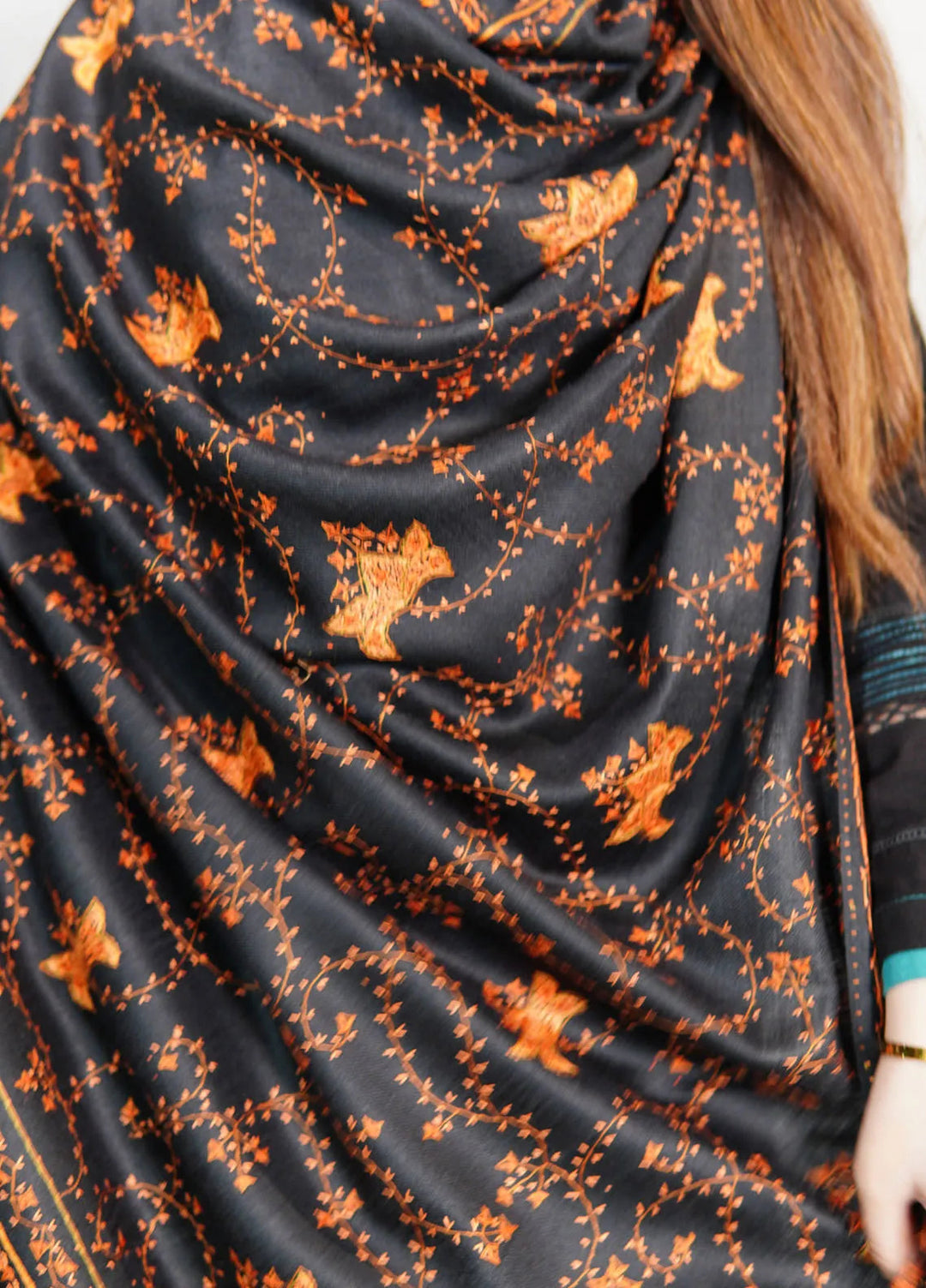 Sanaulla Exclusive Range Pashmina Shawl KPS D-57 Black 6 - Winter Collection