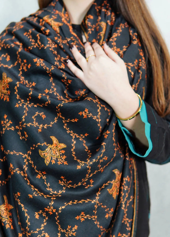 Sanaulla Exclusive Range Pashmina Shawl KPS D-57 Black 7 - Winter Collection