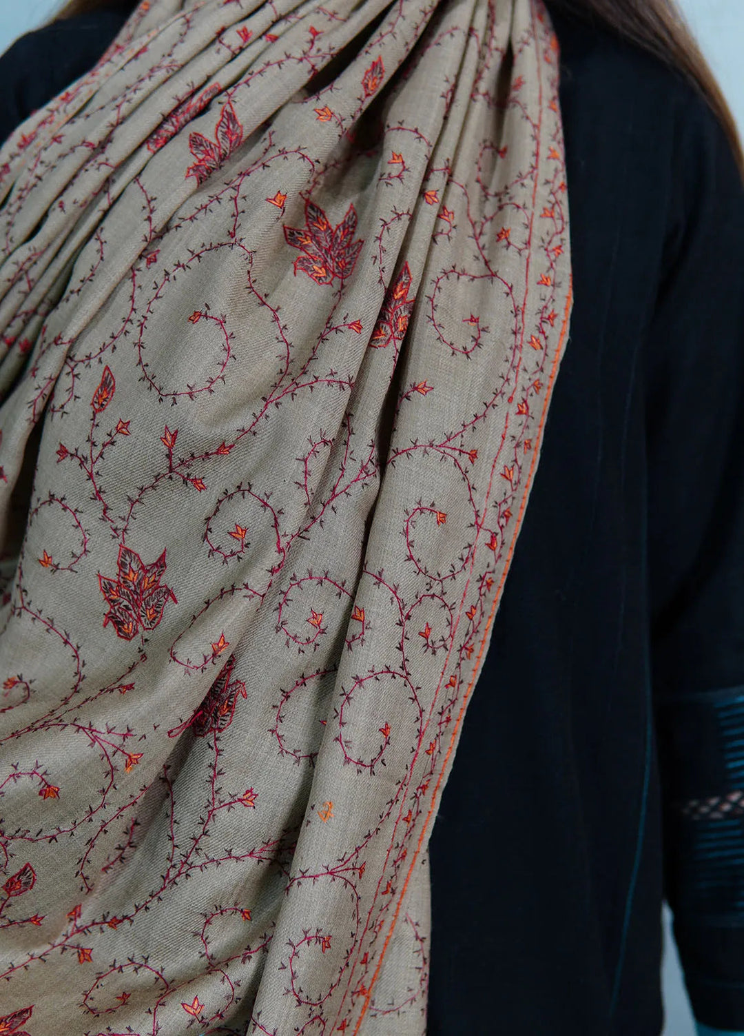 Sanaulla Exclusive Range Pashmina Shawl KPS D-57 Brown 1 - Winter Collection