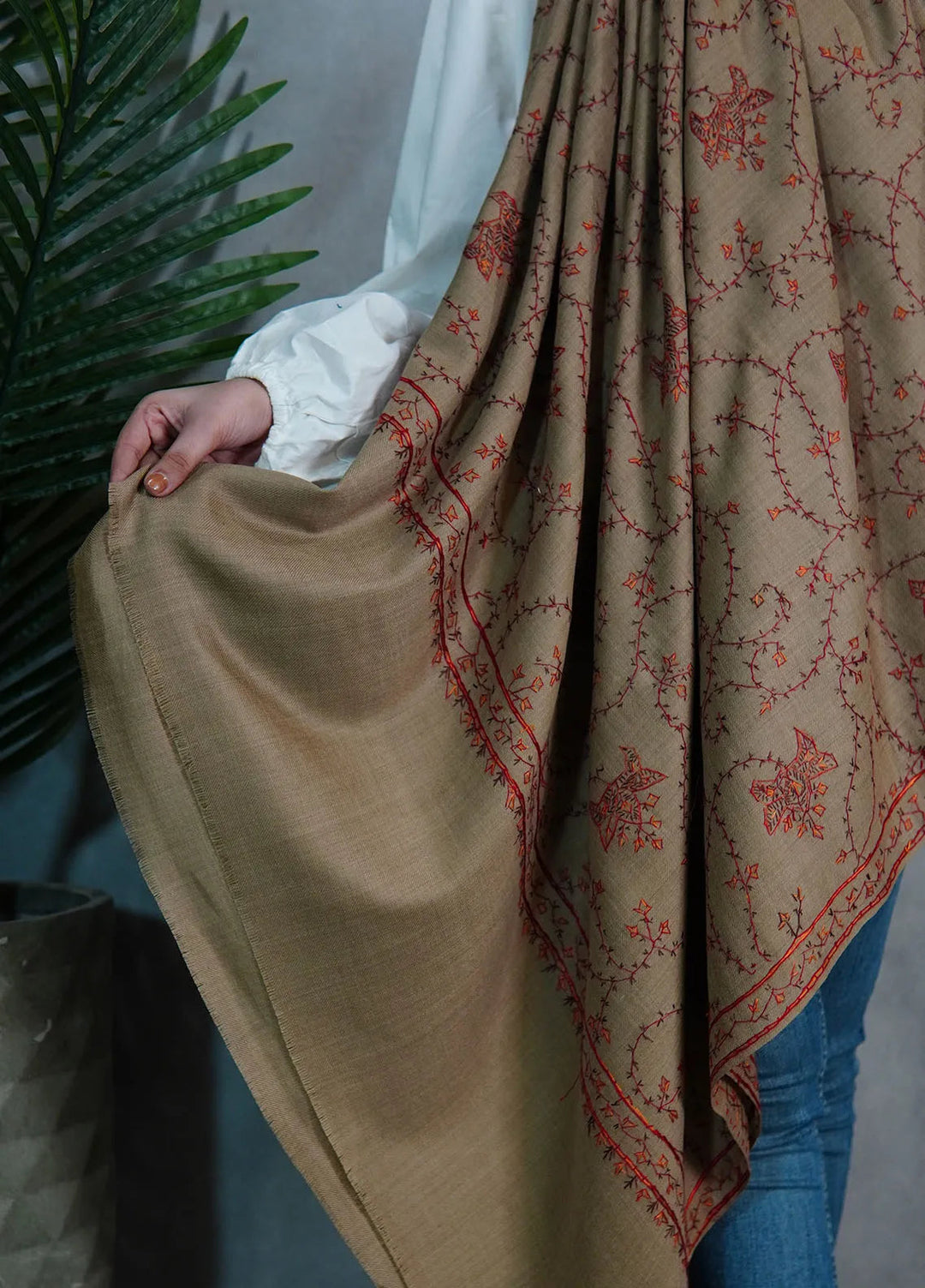 Sanaulla Exclusive Range Pashmina Shawl KPS D-57 Brown - Winter Collection