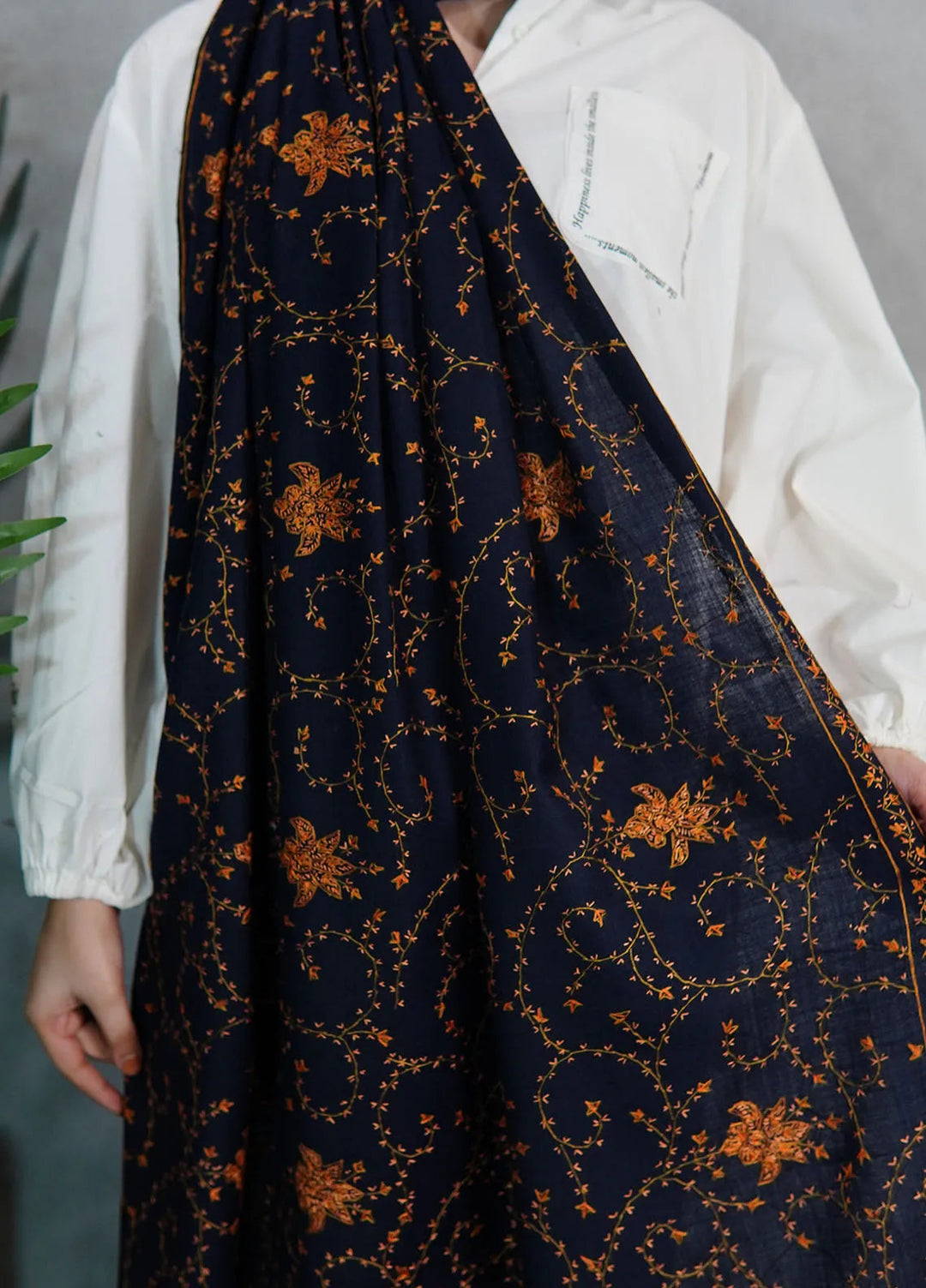 Sanaulla Exclusive Range Pashmina Shawl KPS D-57 Dark Blue 1 - Winter Collection