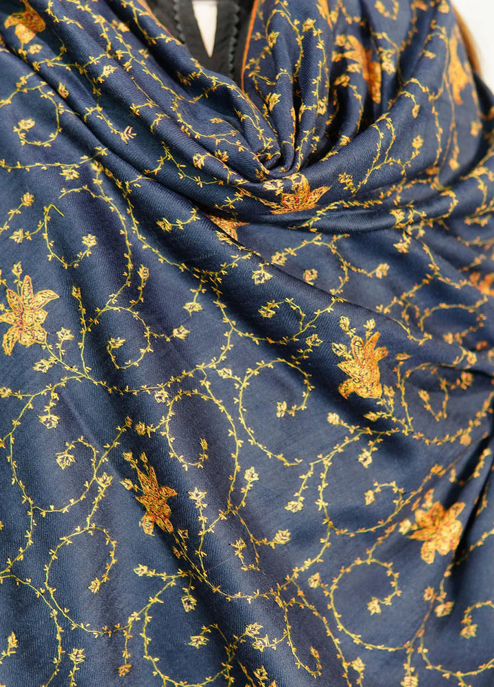 Sanaulla Exclusive Range Pashmina Shawl KPS D-57 Dark Blue 2 - Winter Collection