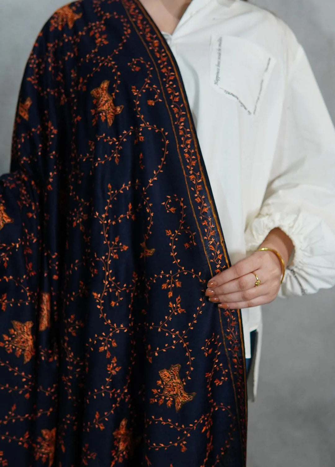 Sanaulla Exclusive Range Pashmina Shawl KPS D-57 Dark Blue 3 - Winter Collection