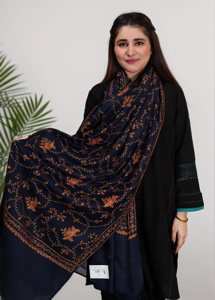 Sanaulla Exclusive Range Pashmina Shawl KPS D-57 Dark Blue - Winter Collection