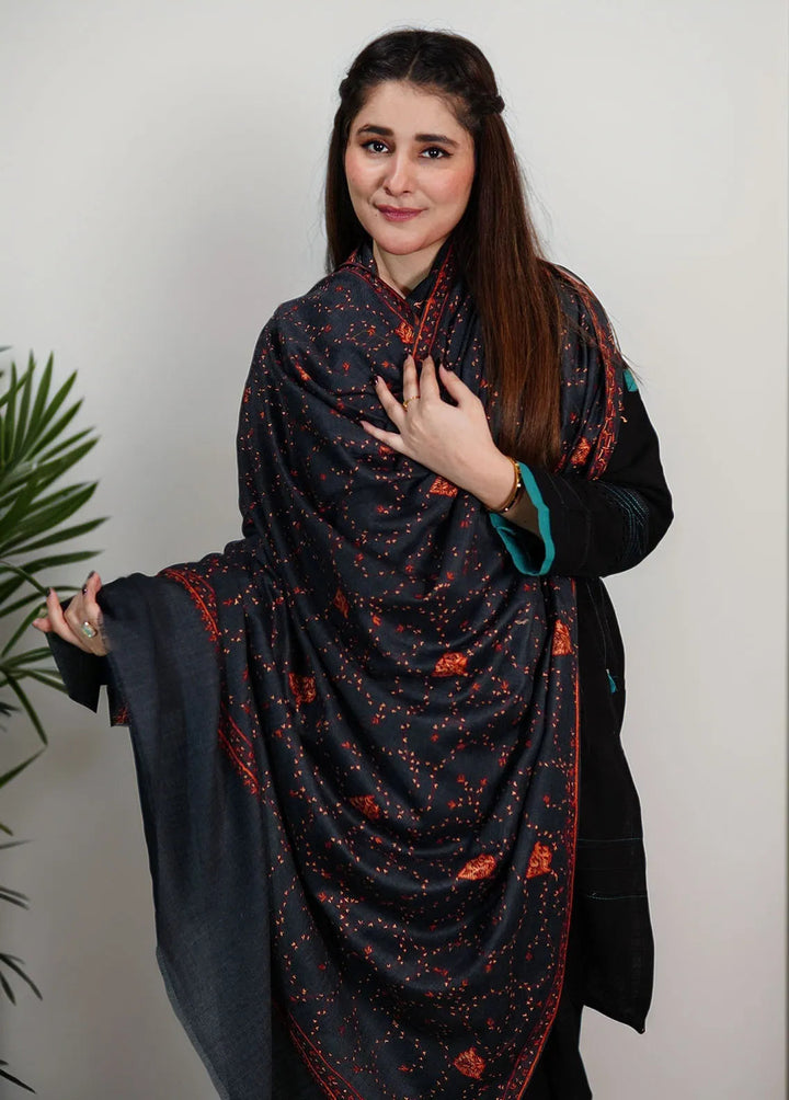 Sanaulla Exclusive Range Pashmina Shawl KPS D-57 Dark Grey - Winter Collection