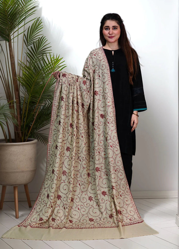 Sanaulla Exclusive Range Pashmina Shawl KPS D-57 Fawn 1 - Winter Collection