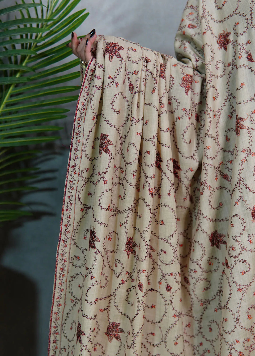 Sanaulla Exclusive Range Pashmina Shawl KPS D-57 Fawn 1 - Winter Collection