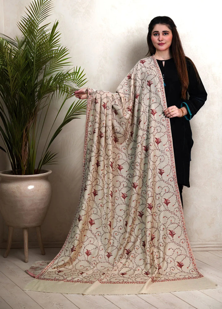 Sanaulla Exclusive Range Pashmina Shawl KPS D-57 Fawn - Winter Collection