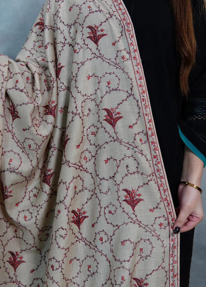 Sanaulla Exclusive Range Pashmina Shawl KPS D-57 Fawn - Winter Collection