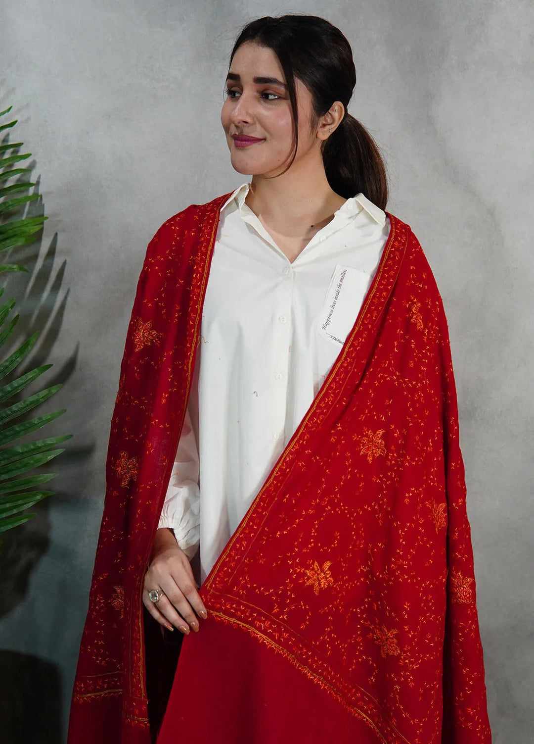 Sanaulla Exclusive Range Pashmina Shawl KPS D-57 Mehroon 1 - Winter Collection