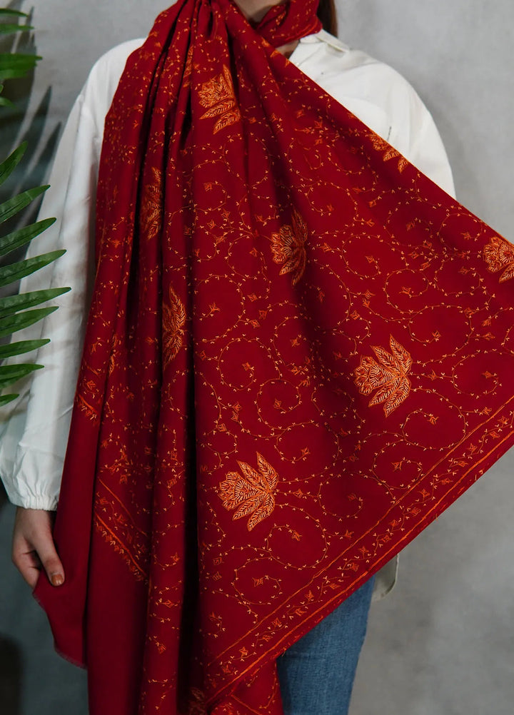 Sanaulla Exclusive Range Pashmina Shawl KPS D-57 Mehroon - Winter Collection