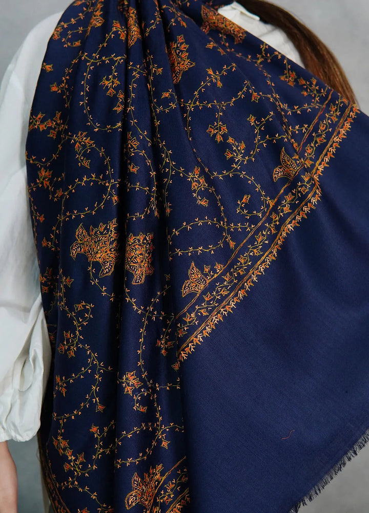 Sanaulla Exclusive Range Pashmina Shawl KPS D-57 Navy Blue 2 - Winter Collection
