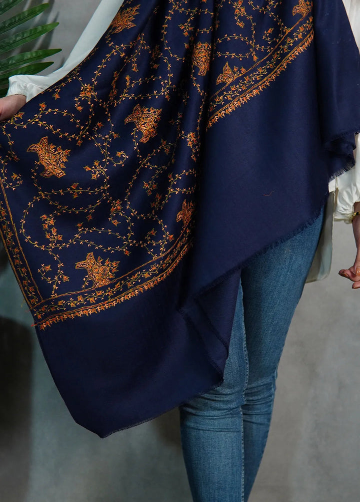 Sanaulla Exclusive Range Pashmina Shawl KPS D-57 Navy Blue 2 - Winter Collection